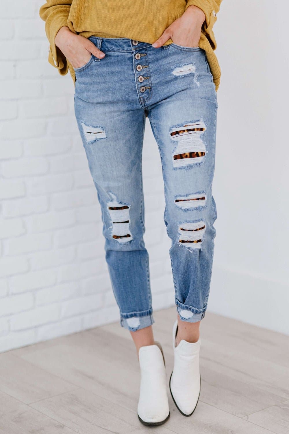 Kancan Untamed Full Size Run Leopard Lined Skinny Jeans - Love culture store