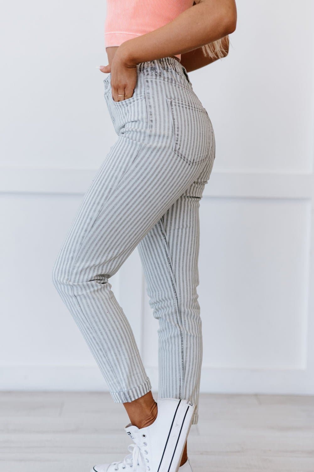 Kancan Valentina Pinstripe Mom Jeans - Love culture store