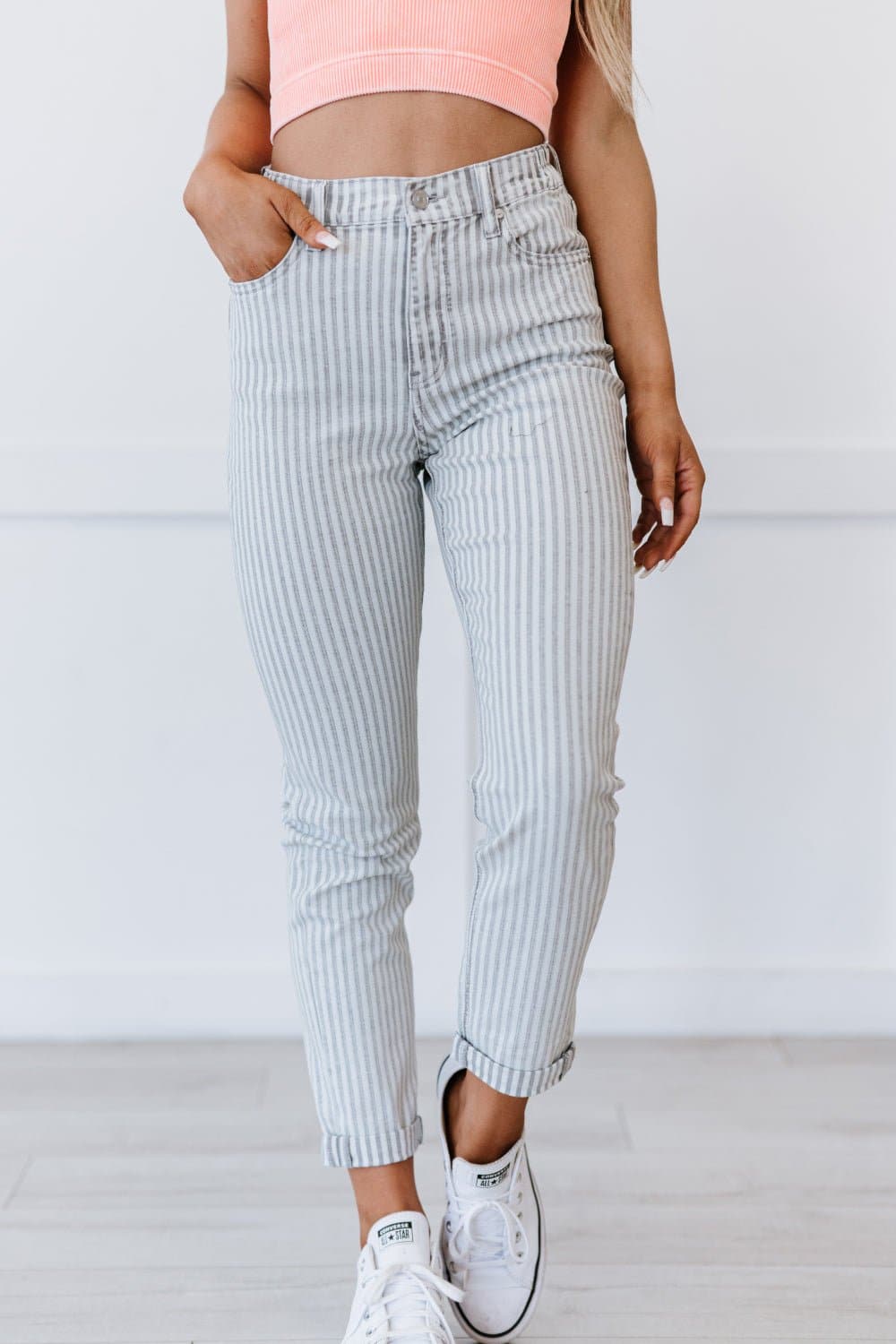 Kancan Valentina Pinstripe Mom Jeans - Love culture store