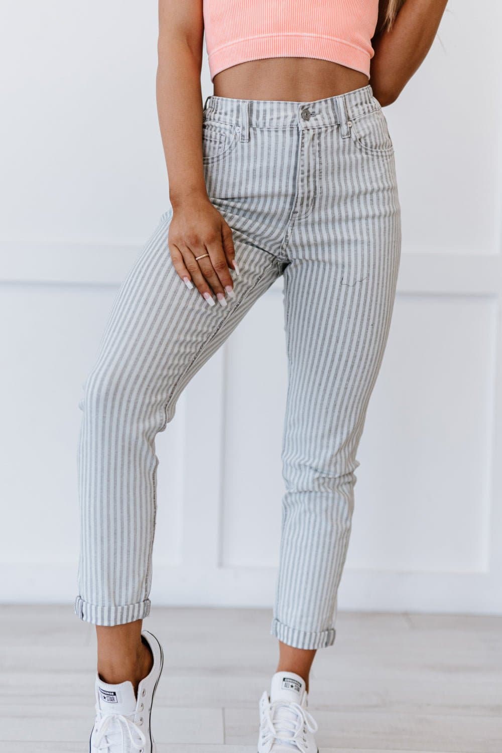 Kancan Valentina Pinstripe Mom Jeans - Love culture store