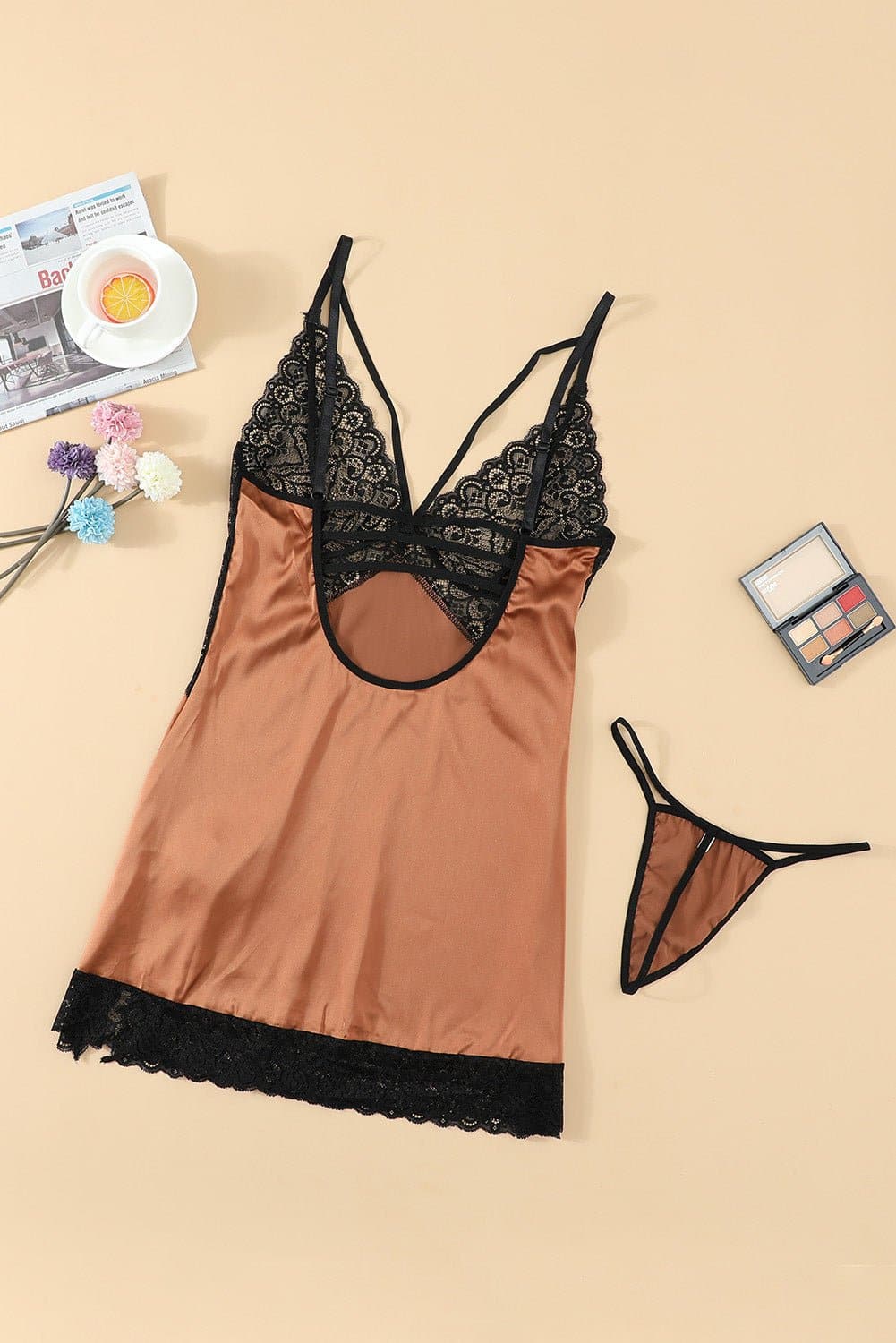 Lace Spice Satin Babydoll with Slit - Love culture store