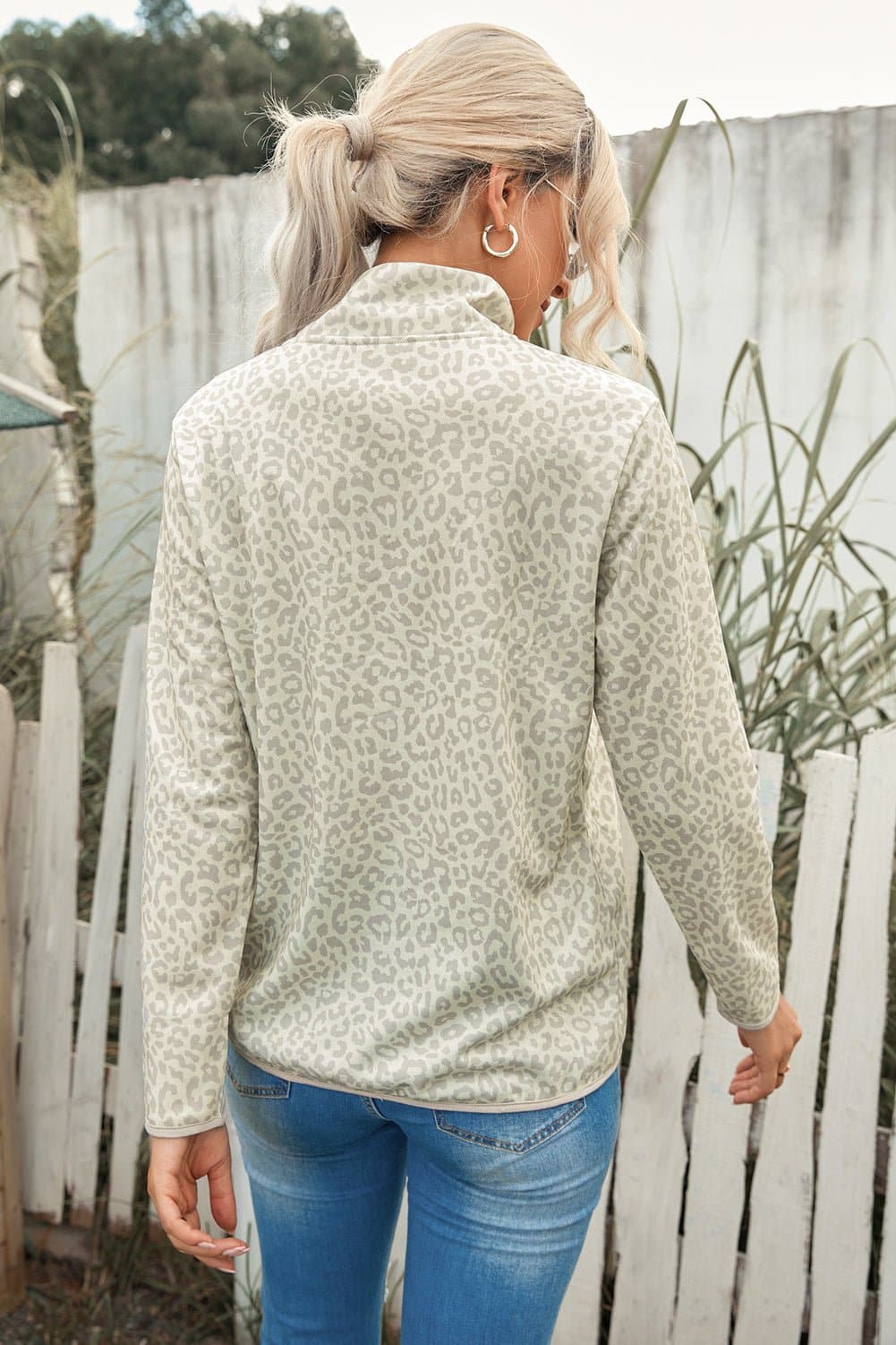 Leopard Print Snap Front Sweatshirt - Love culture store