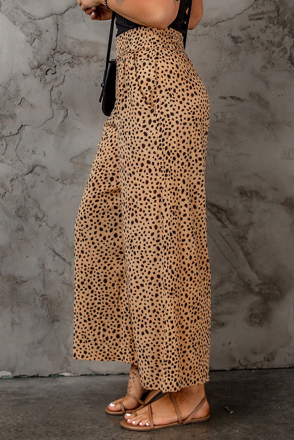 Leopard Print Wide Leg Pants with Pockets - Love culture store