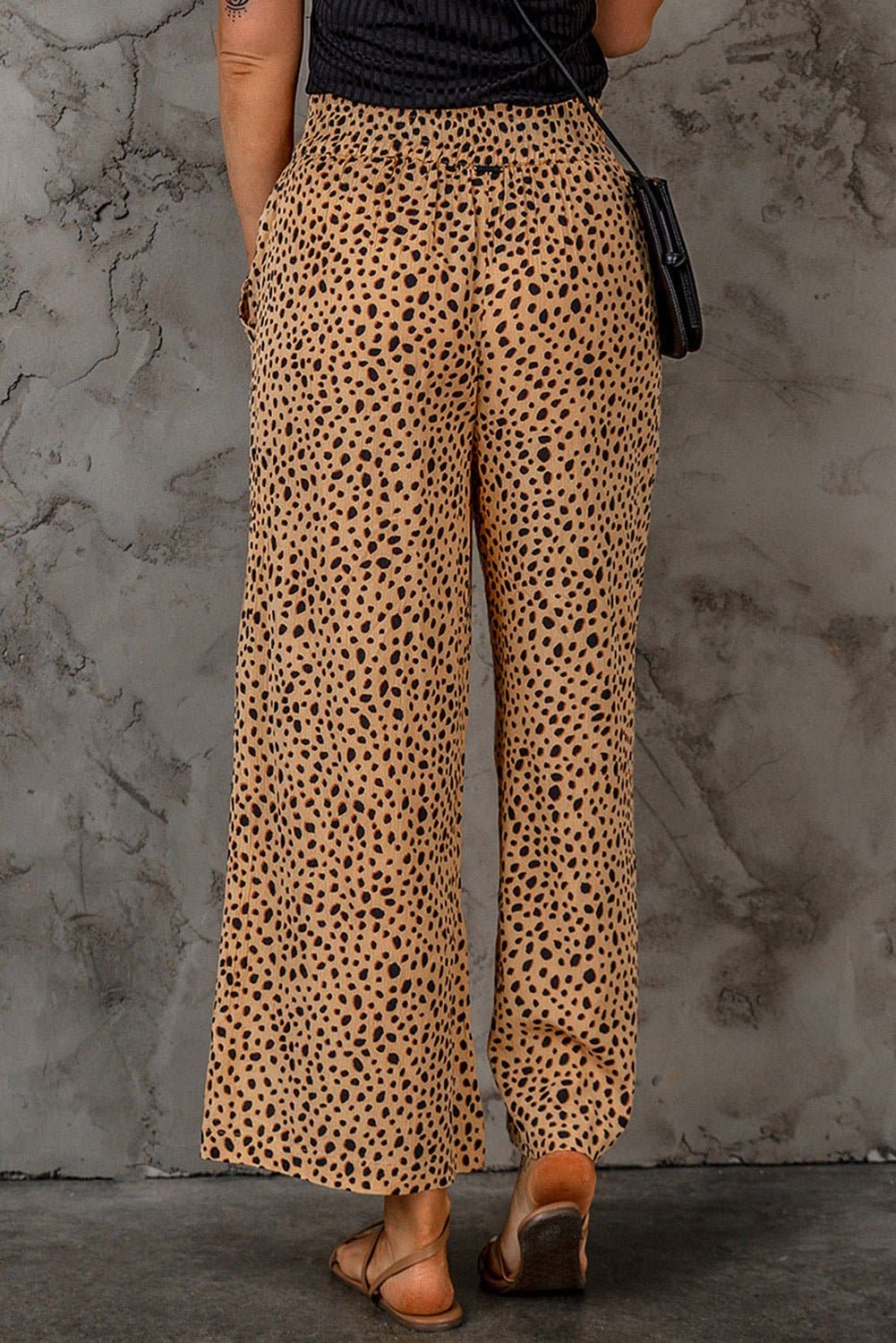 Leopard Print Wide Leg Pants with Pockets - Love culture store