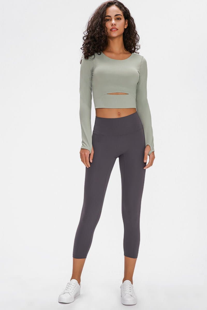 Long Sleeve Cropped Top With Sports Strap - Love culture store