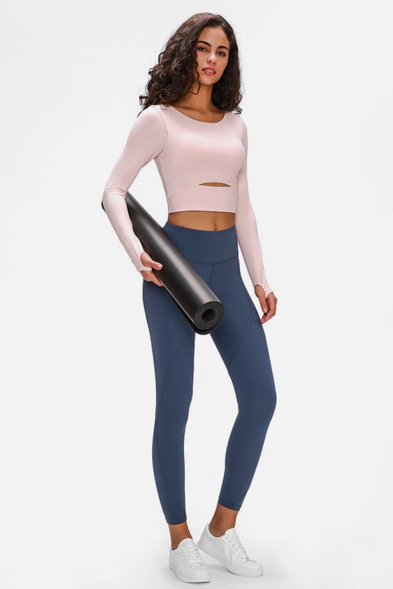 Long Sleeve Cropped Top With Sports Strap - Love culture store