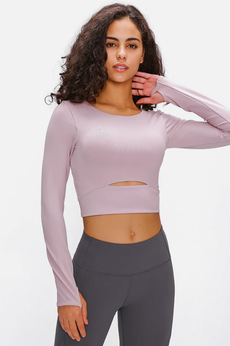 Long Sleeve Cropped Top With Sports Strap - Love culture store