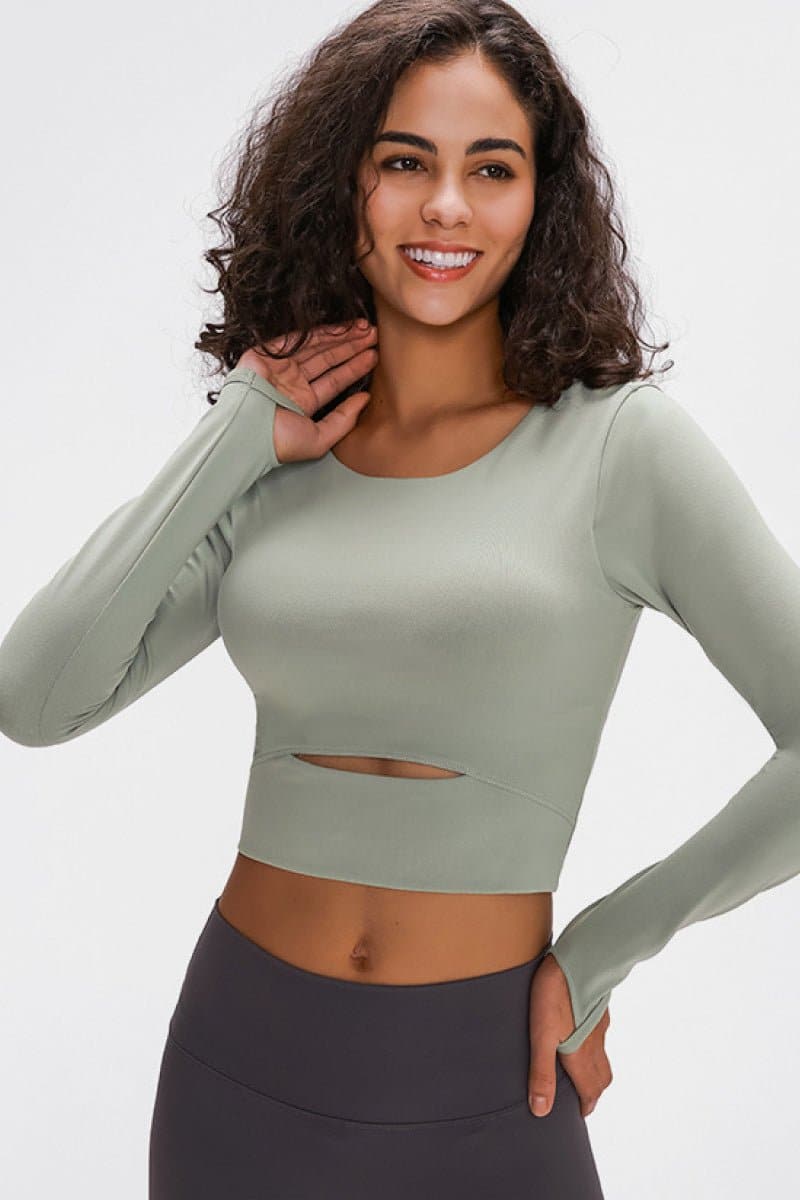 Long Sleeve Cropped Top With Sports Strap - Love culture store