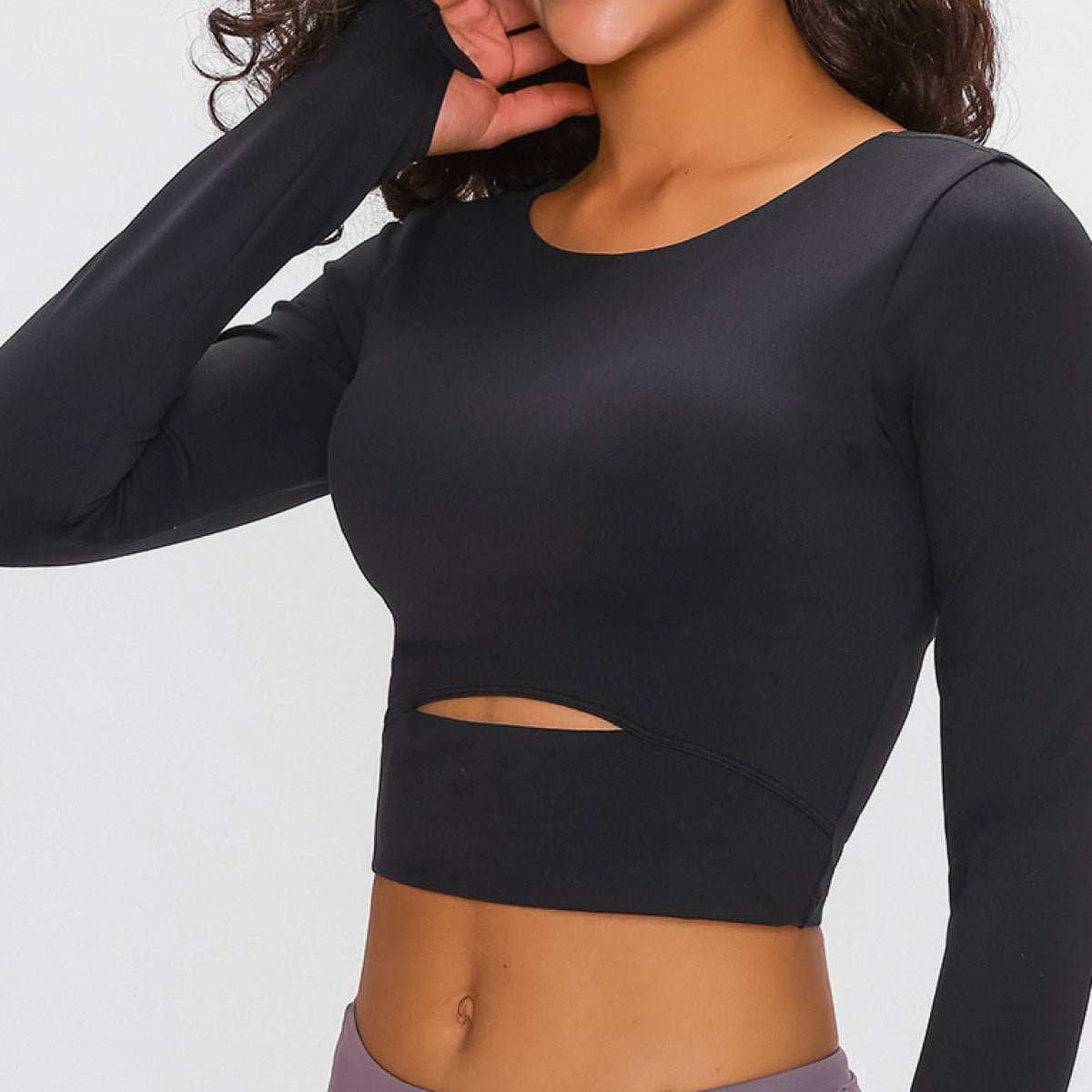 Long Sleeve Cropped Top With Sports Strap - Love culture store