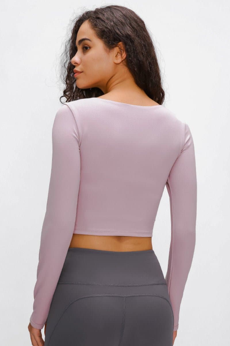 Long Sleeve Cropped Top With Sports Strap - Love culture store