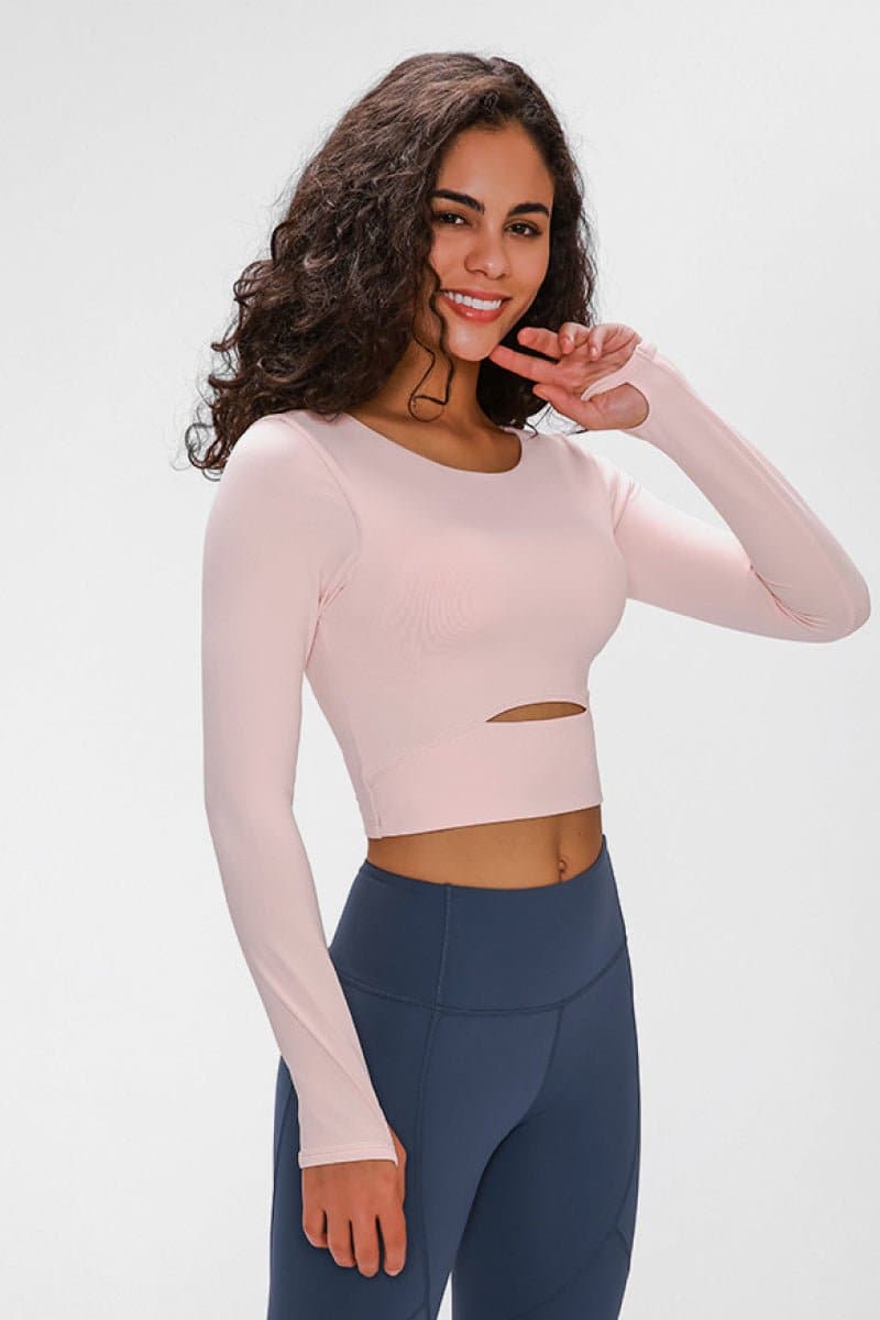 Long Sleeve Cropped Top With Sports Strap - Love culture store