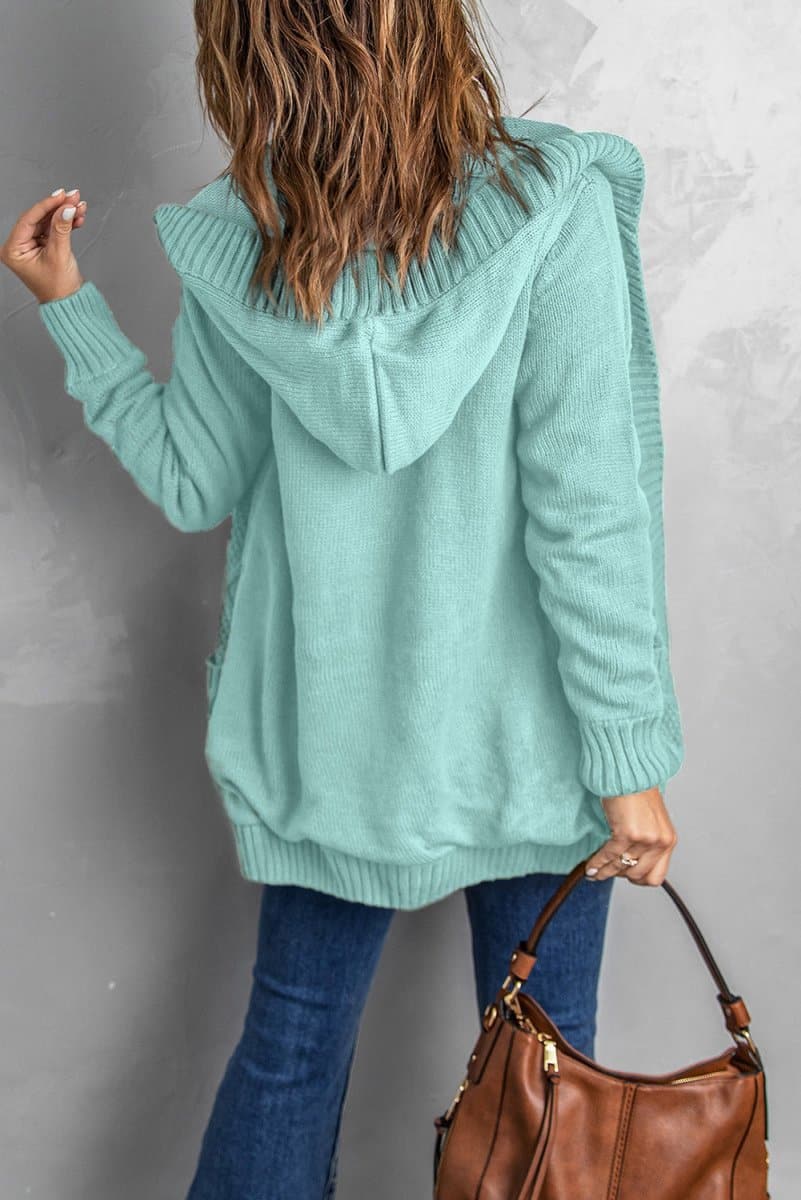 Mixed Print Button Front Hooded Cardigan - Love Culture