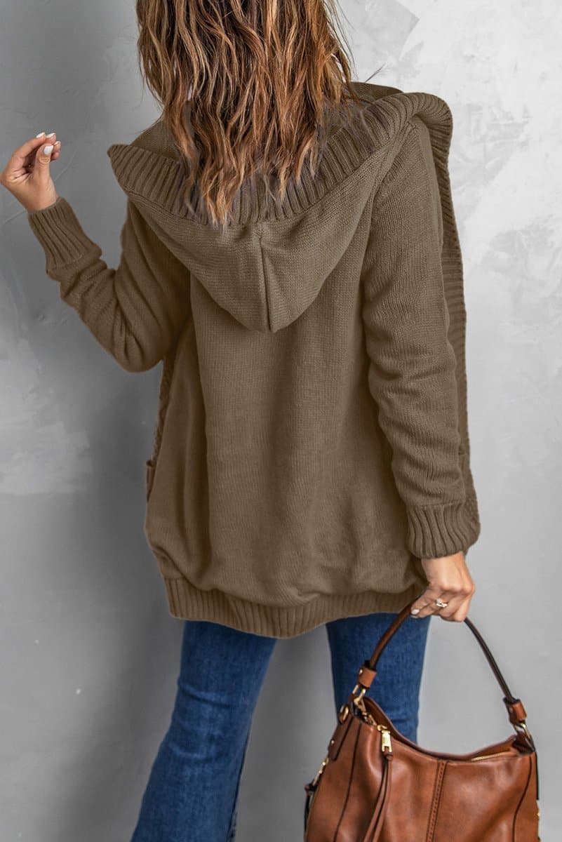 Mixed Print Button Front Hooded Cardigan - Love Culture