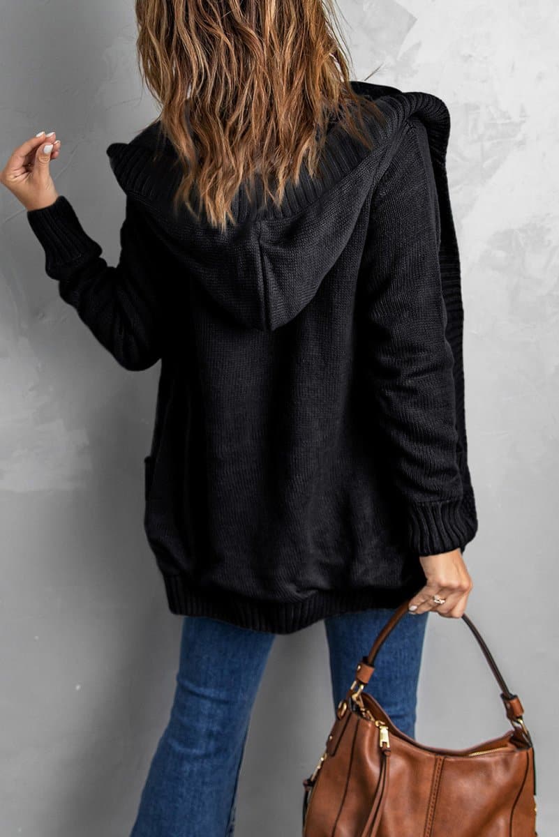 Mixed Print Button Front Hooded Cardigan - Love Culture