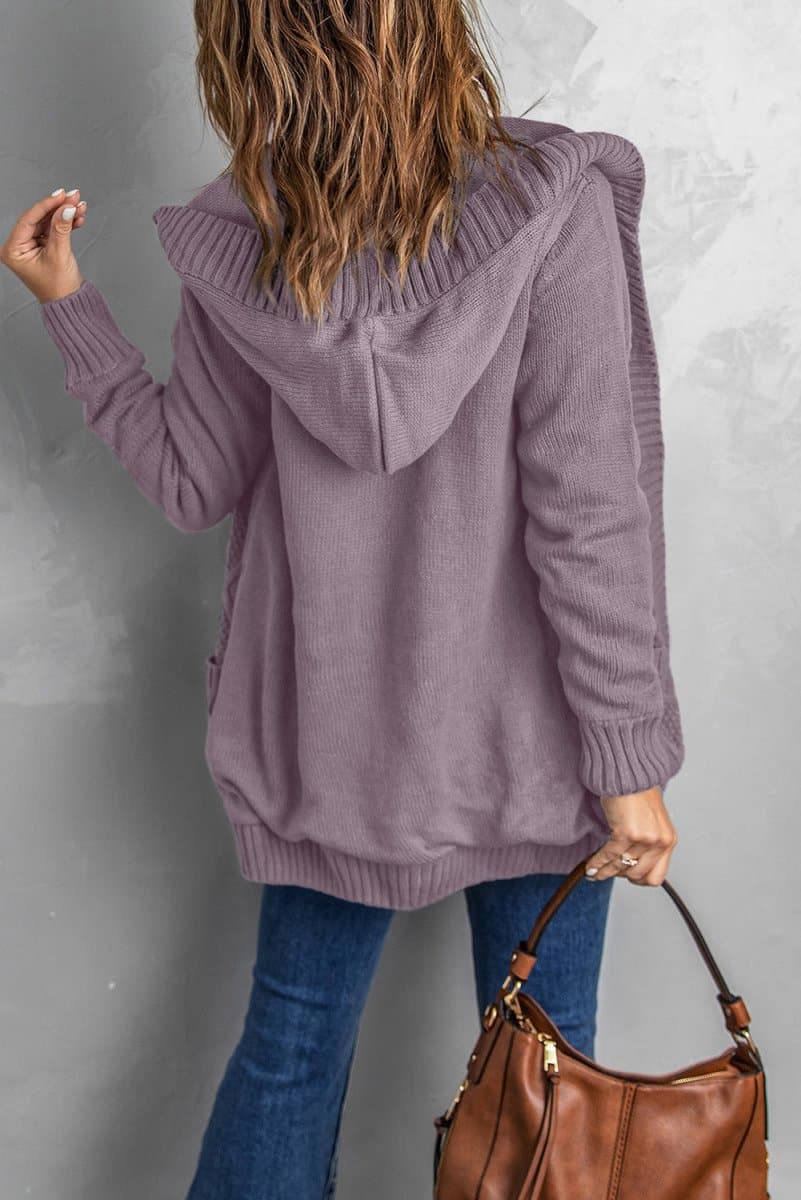 Mixed Print Button Front Hooded Cardigan - Love Culture