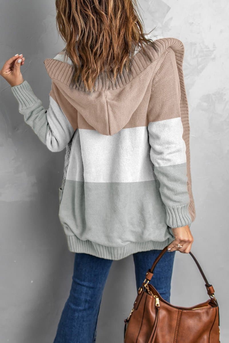 Mixed Print Button Front Hooded Cardigan - Love Culture
