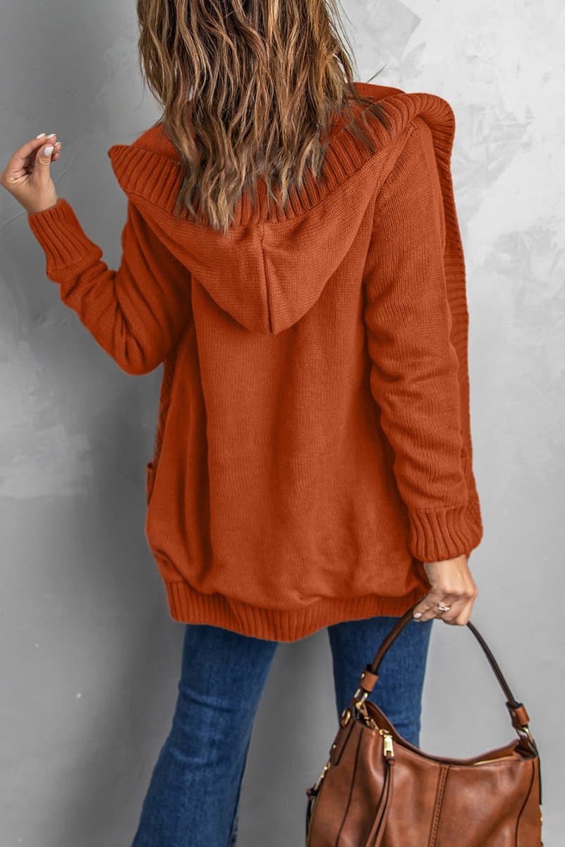 Mixed Print Button Front Hooded Cardigan - Love Culture