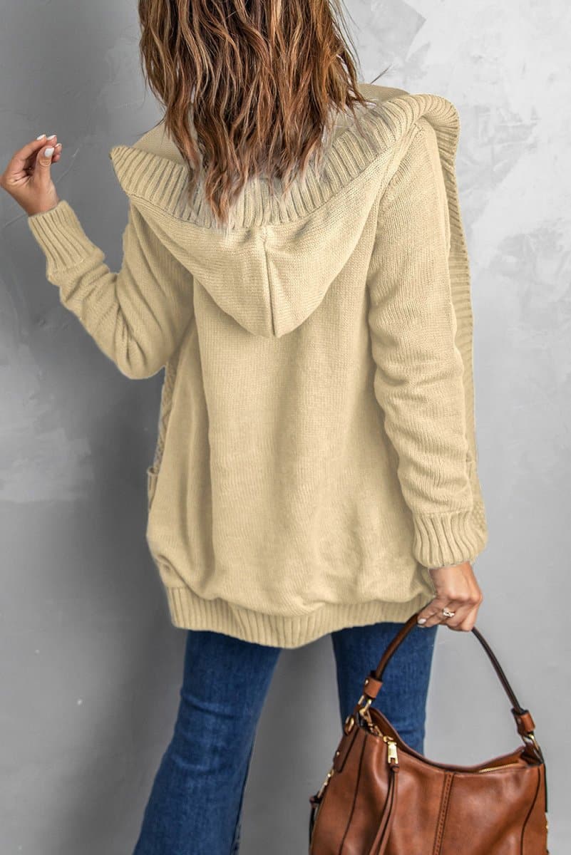 Mixed Print Button Front Hooded Cardigan - Love Culture