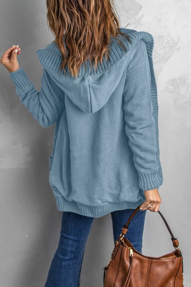Mixed Print Button Front Hooded Cardigan - Love Culture
