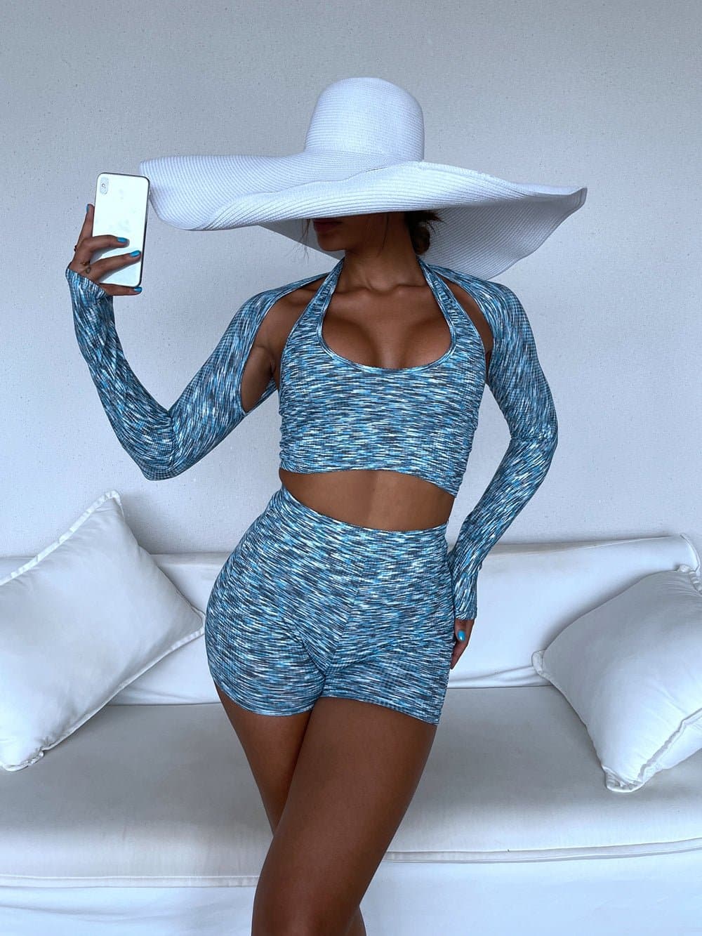 Multicolored Bralette, Bolero, and Shorts Set - Love culture store