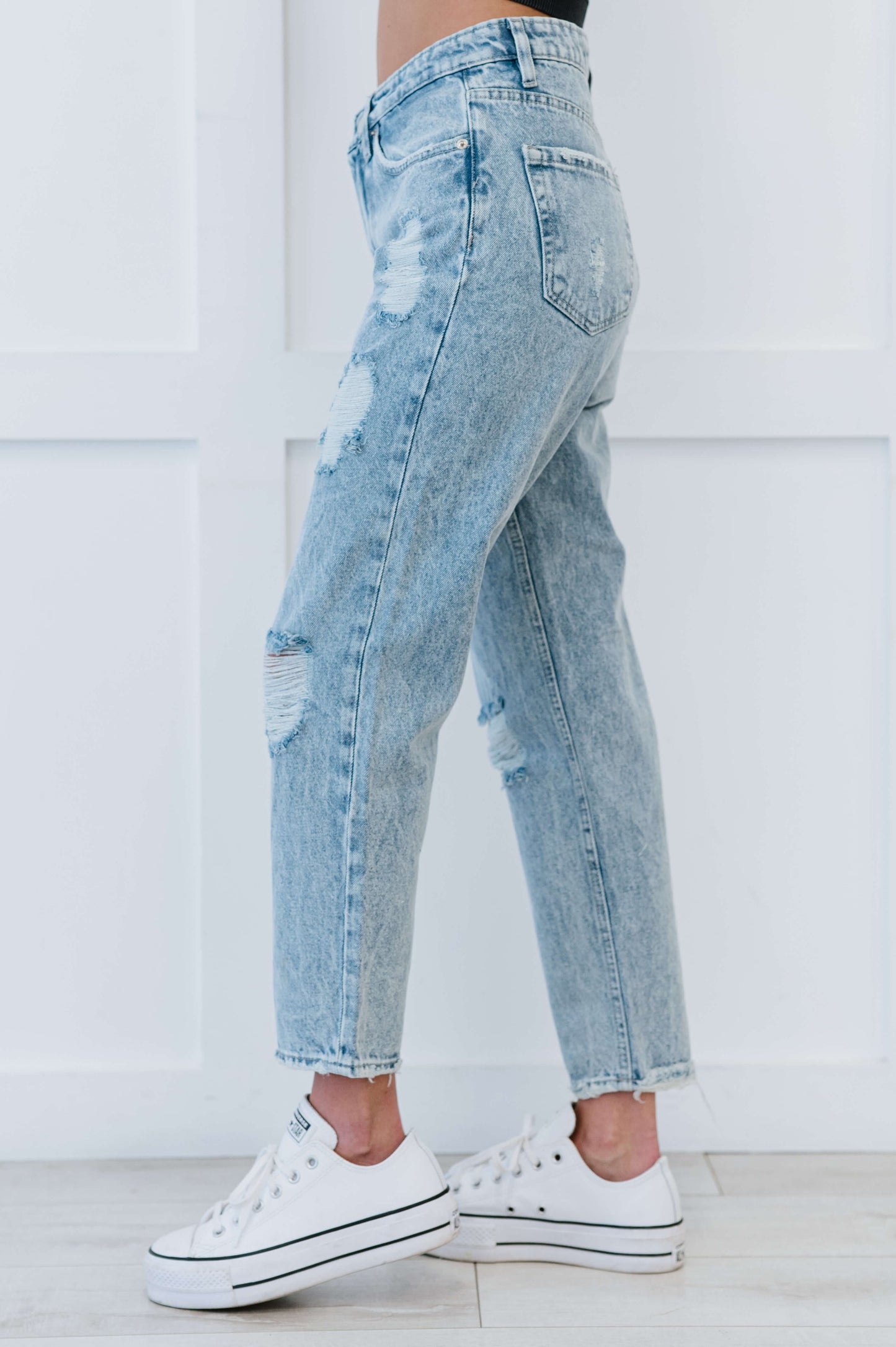 Muselooks Distressed High Waist Mom Jeans - Love culture store