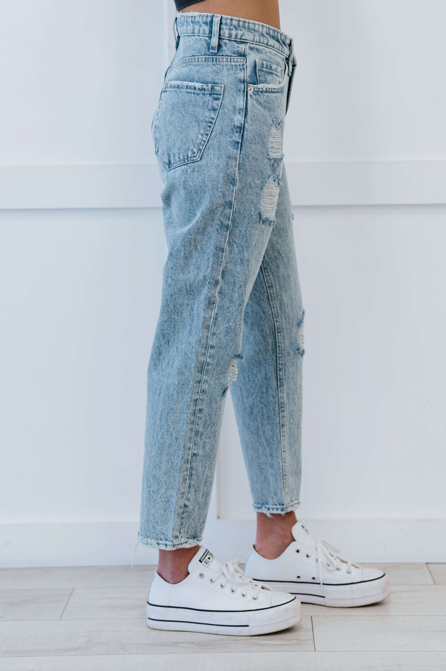 Muselooks Distressed High Waist Mom Jeans - Love culture store
