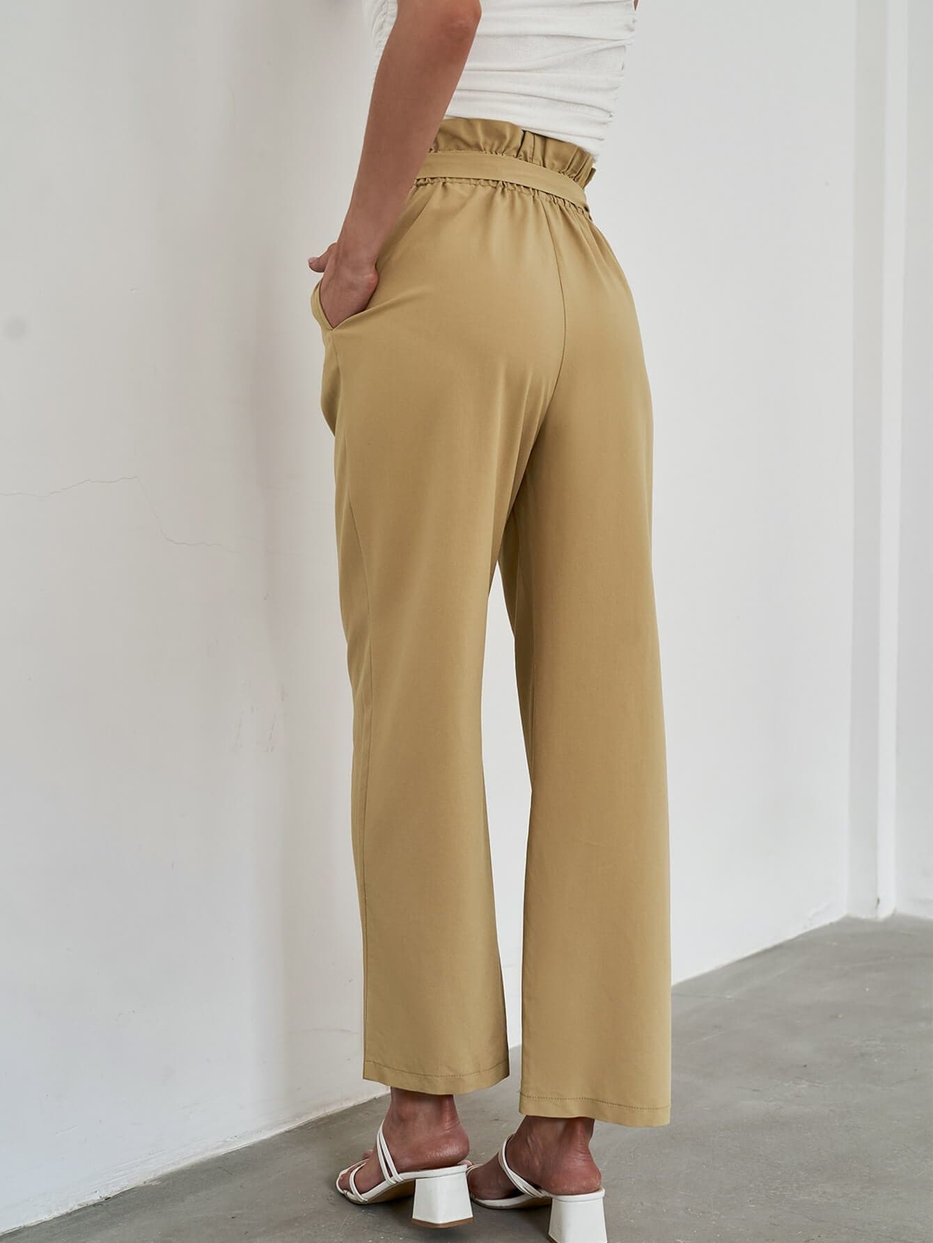 Paperbag Tie Waist Wide Leg Pants - Love culture store