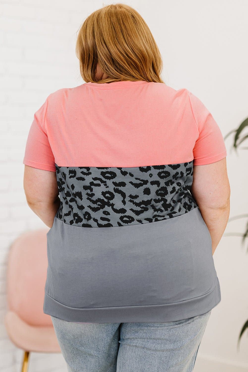 Plus Size Leopard Color Block T-Shirt - Love culture store