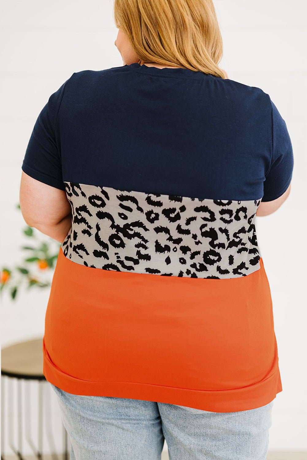 Plus Size Leopard Color Block T-Shirt - Love culture store