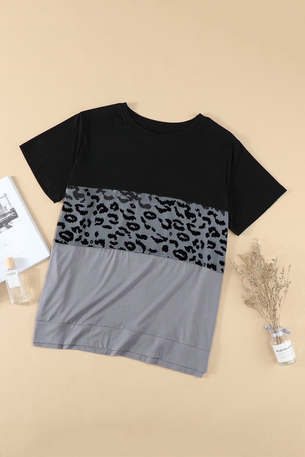 Plus Size Leopard Color Block T-Shirt - Love culture store