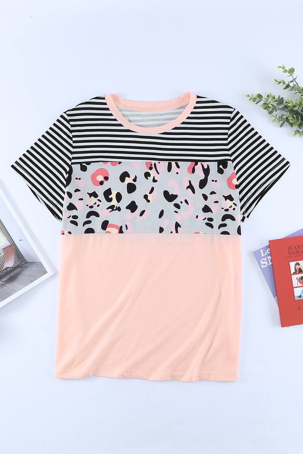 Plus Size Mixed Print Color Block T-Shirt - Love culture store