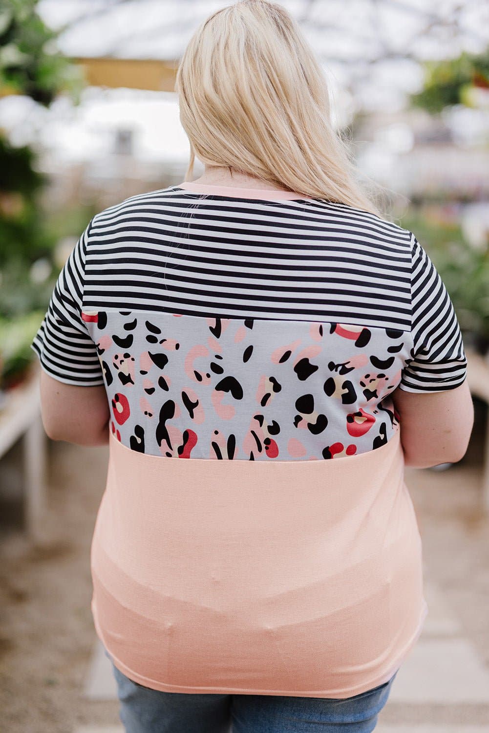 Plus Size Mixed Print Color Block T-Shirt - Love culture store