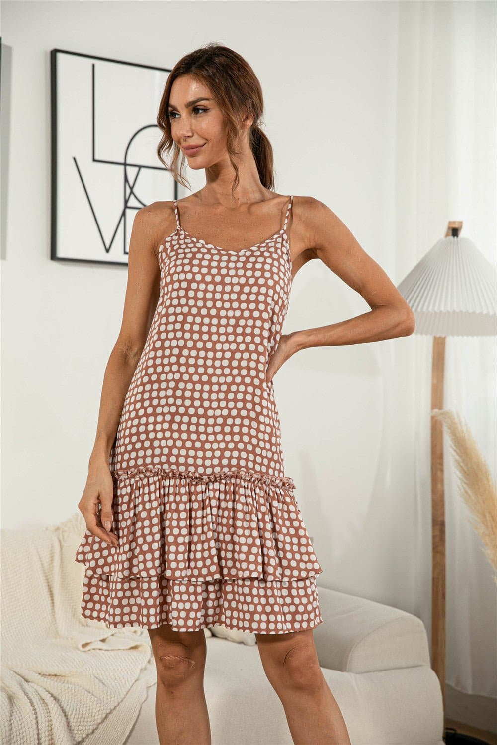 Polka Dot Hammock Ruffle Hem Dress - Love culture store