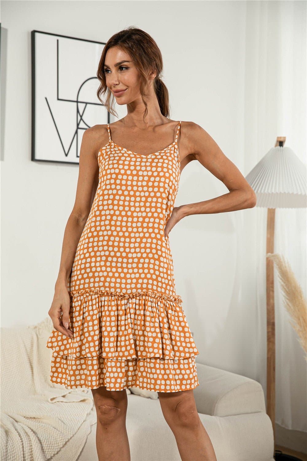 Polka Dot Hammock Ruffle Hem Dress - Love culture store