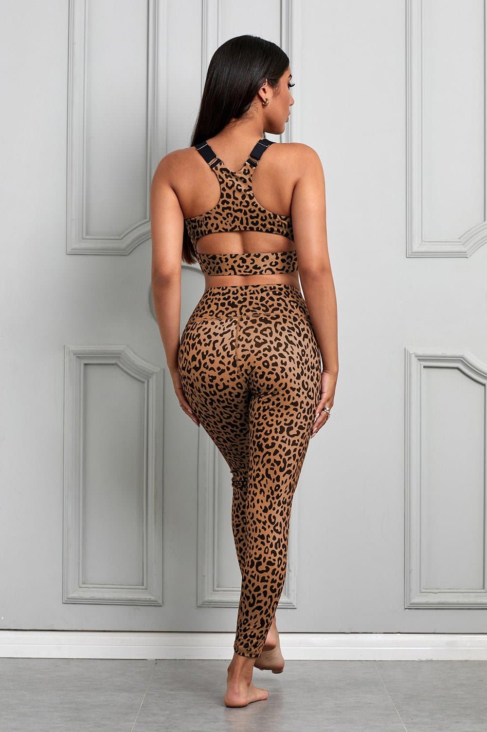 Printed Sports Bra and Leggings Set - Love culture store