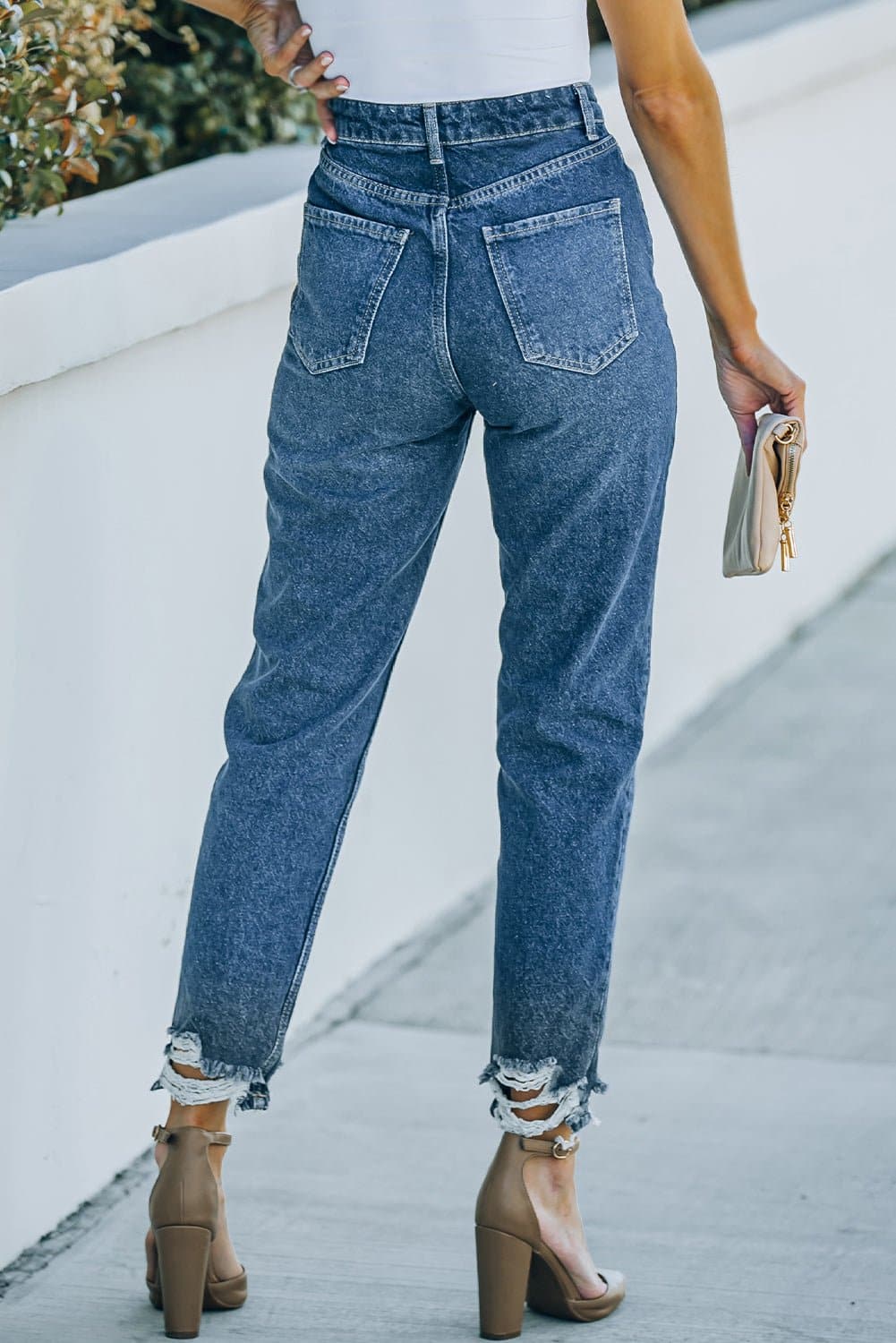 Ripped Ankle Straight Jeans with Pockets - Love culture store
