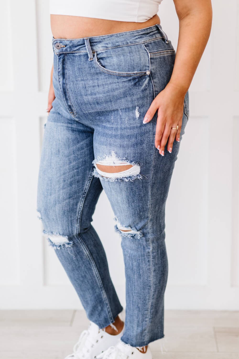 RISEN Melissa High Rise Distressed Skinny Jeans - Love culture store