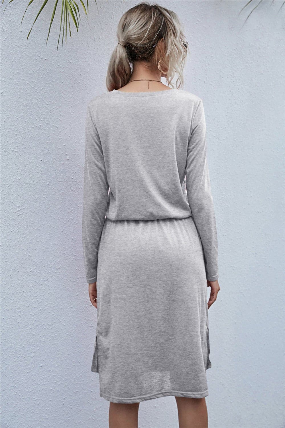 Round Neck Side Slit Dress - Love culture store