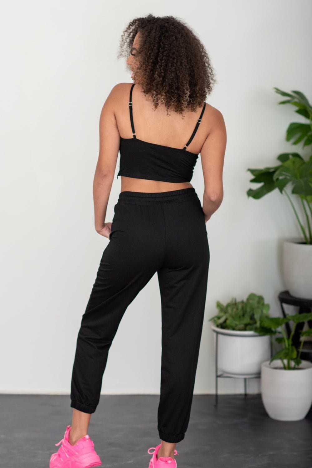 SHOPIRISBASIC Let's Do This Bustier and Joggers Lounge Set in Black - Love culture store