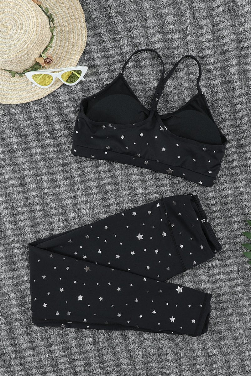 Star Print Sports Bra and Leggings Set - Love Culture