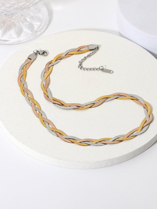 Tricolor Braided Snake Chain Necklace - Love culture store