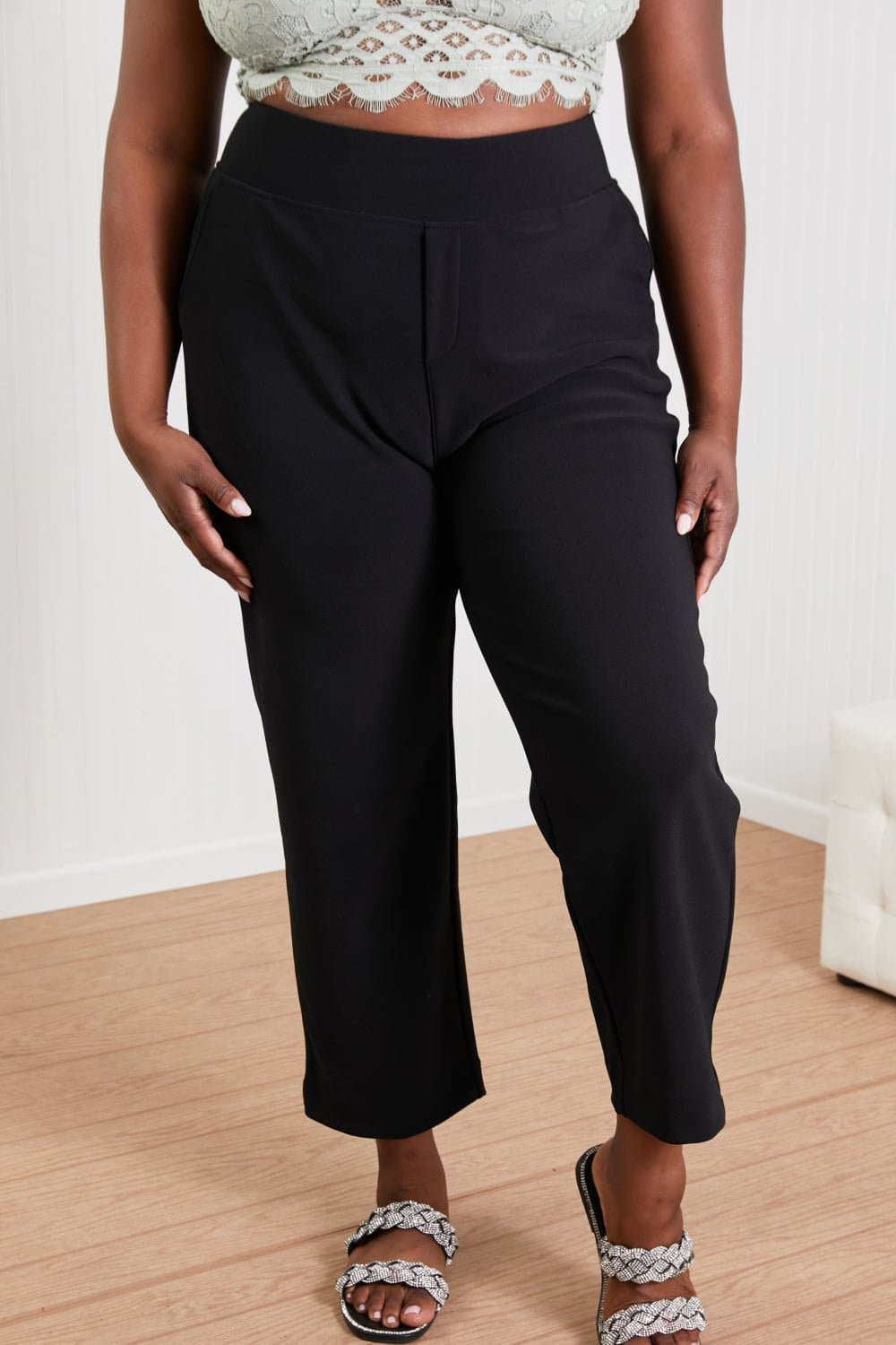 Zenana Always Classy Full Size Cropped Pants in Black - Love culture store
