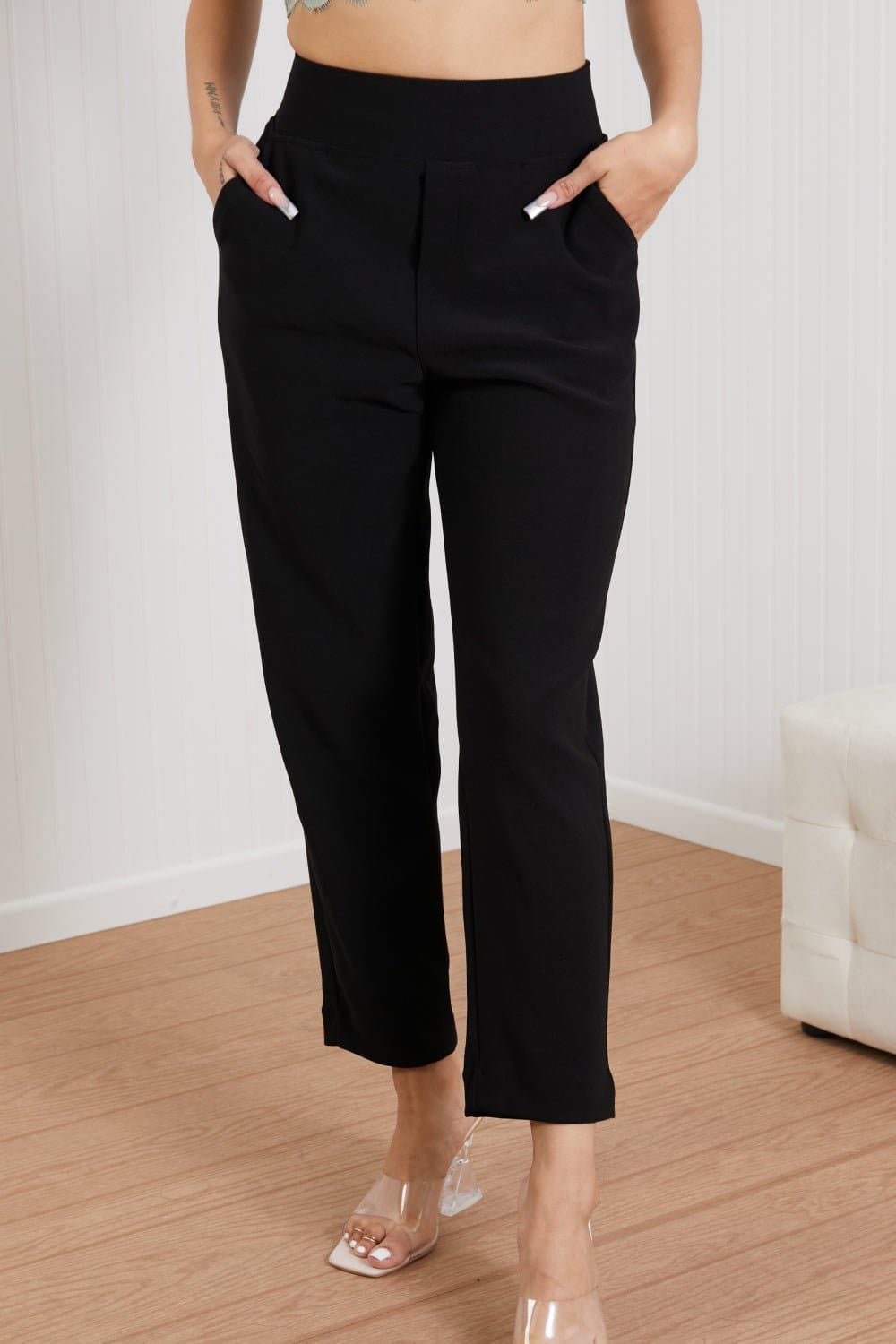 Zenana Always Classy Full Size Cropped Pants in Black - Love culture store