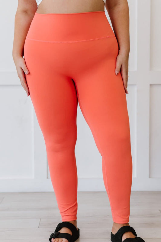 Zenana On Your Mark Full Size High Waisted Active Leggings in Deep Coral - Love culture store