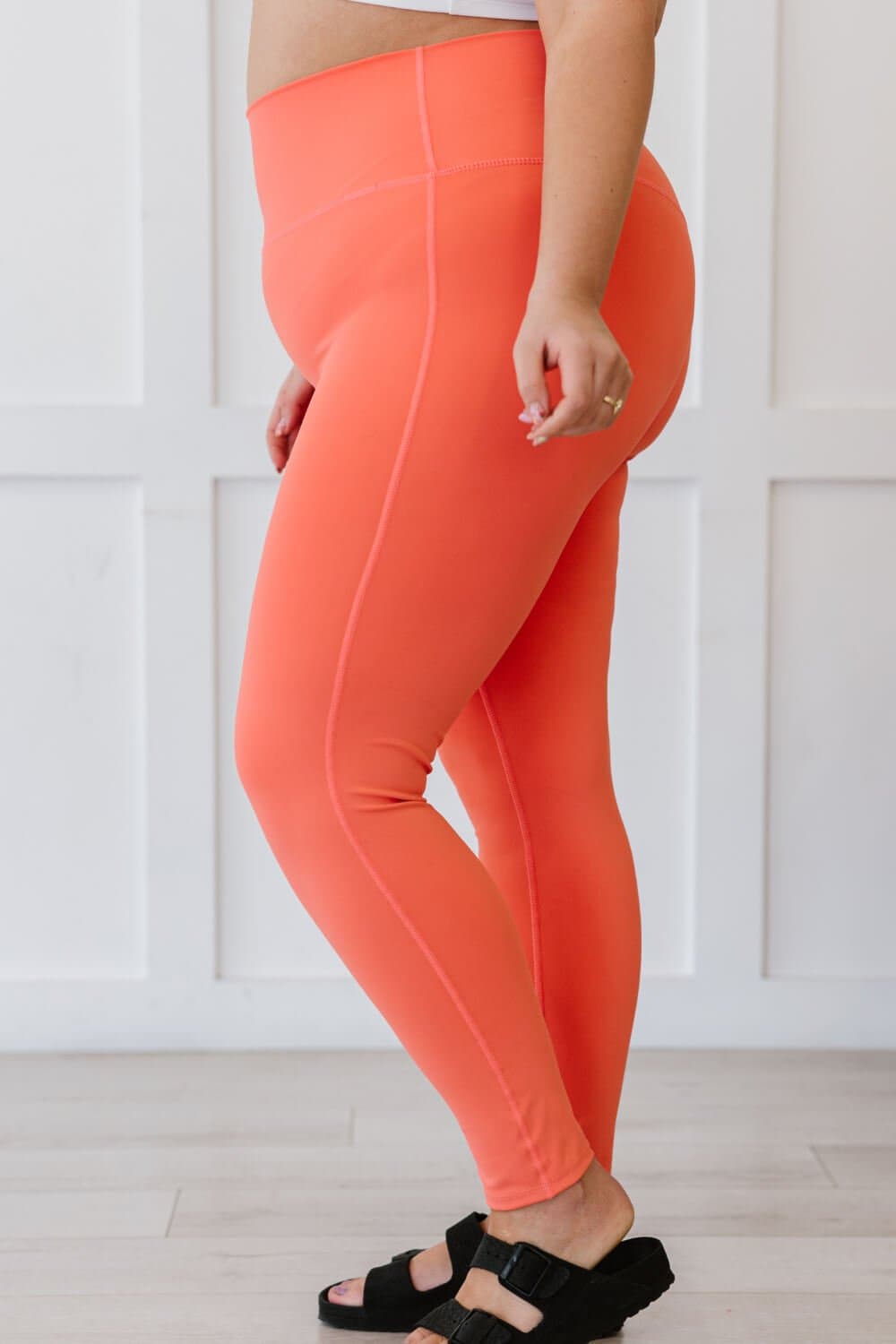 Zenana On Your Mark Full Size High Waisted Active Leggings in Deep Coral - Love culture store