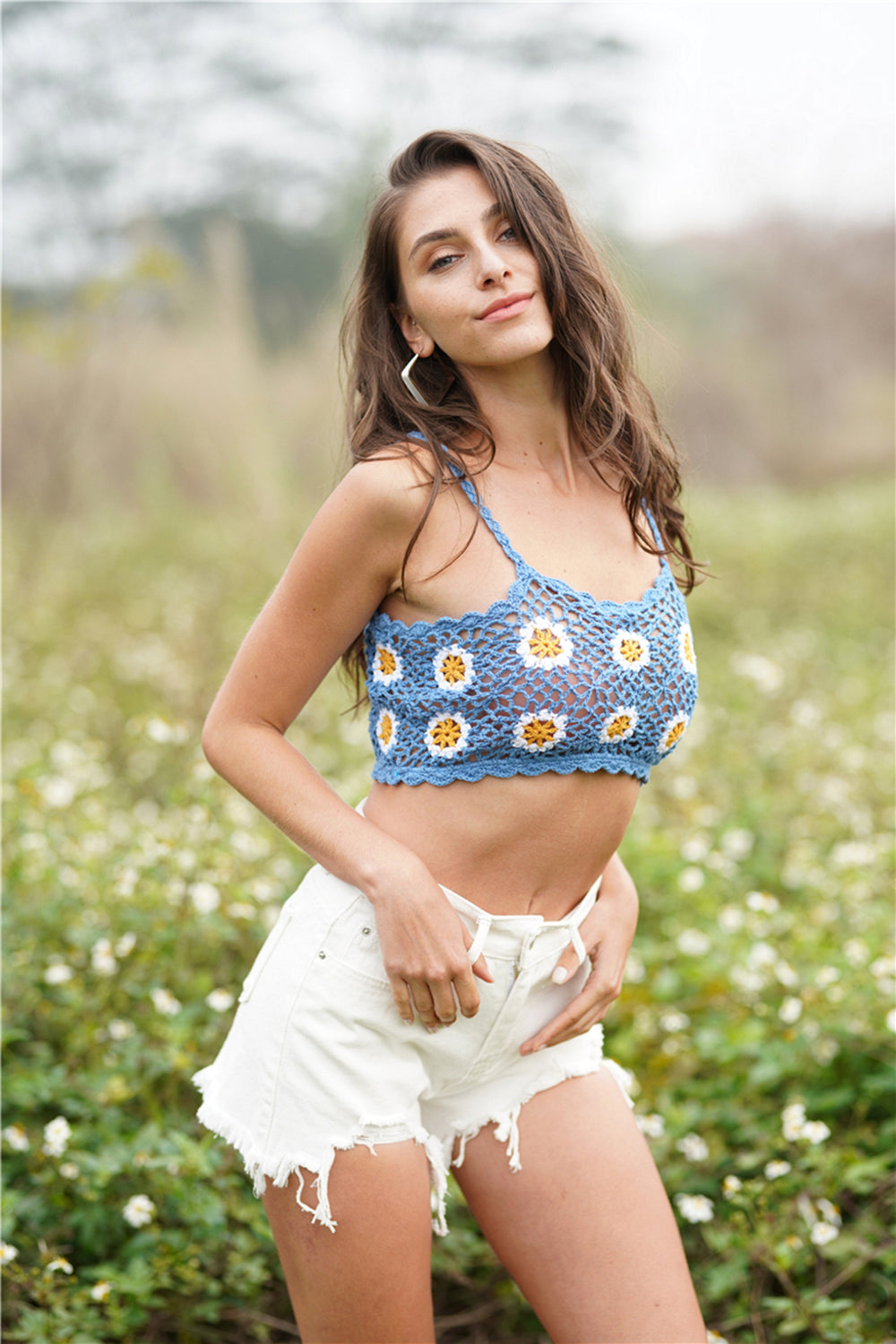 Floral Crochet Cropped Cami