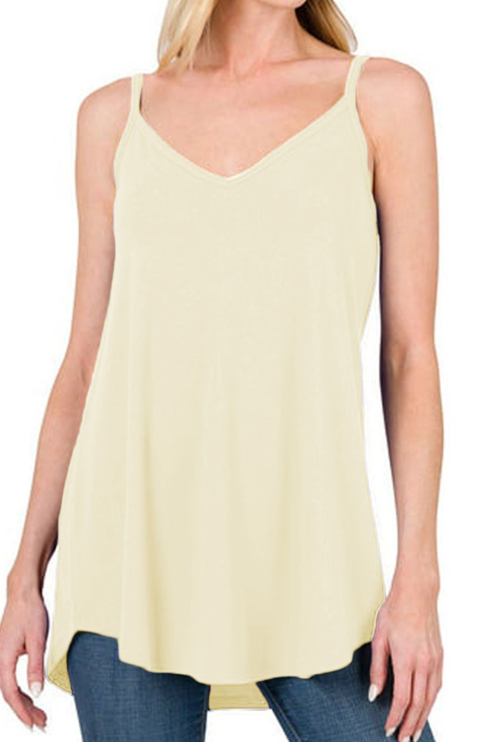 Full Size Spaghetti Strap V-Neck Flowy Tunic Cami