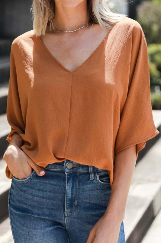 V-Neck Half Sleeve Blouse