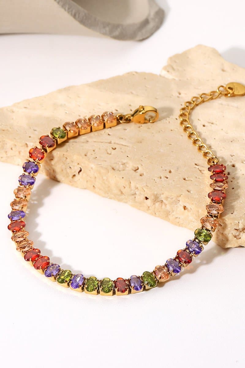 18K Gold Plated Multicolored Zircon Bracelet - Love Culture