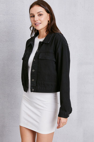 Button Up Dropped Shoulder Denim Jacket